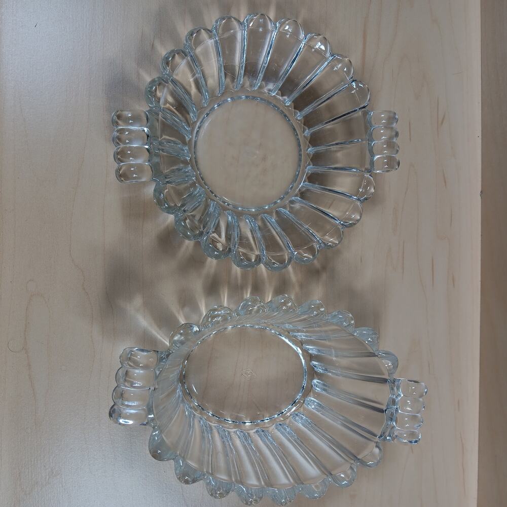 Vintage Heisey Clear Glass Mayonnaise and Pickle bowls Curled Handles - Picture 3 of 11